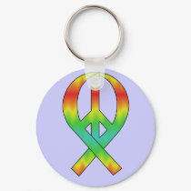 Tie Dye Peace Ribbon keychains
