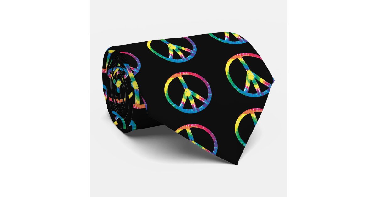 Tie dye peace sign tie | Zazzle