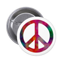 Tie Dye Peace Symbol Pinback Button