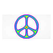 Tie Dye Rainbow Peace Sign 60's Hippie Love photo cards