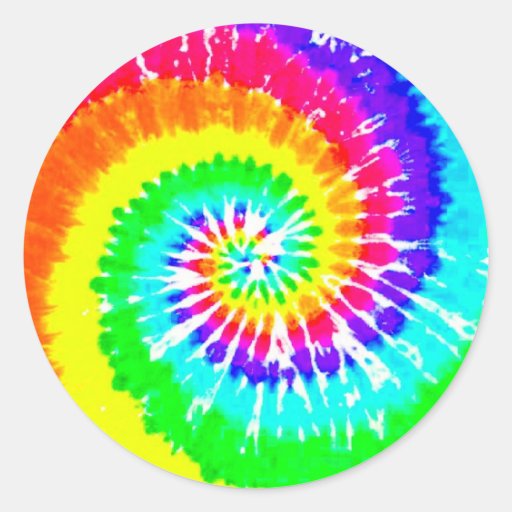 Tie Dye Rainbow Swirl Neon Rainbow Colors Pattern Classic Round Sticker