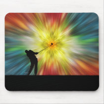 Tie Dye Silhouette Golfer mousepads