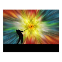 Tie Dye Silhouette Golfer postcards