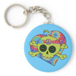 Tie Dye Skull Keychain