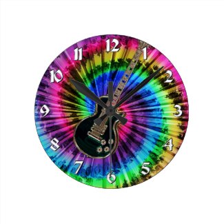 Tie Dye Swirl Electric Guitar Clock
