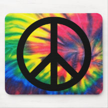 Tie Dyed Black Peace Sign Mousepad