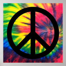 Tie Dyed Black Peace Sign Posters
