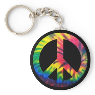 Tie Dyed Peace keychain