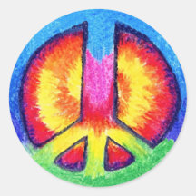 Tie~Dyed Peace Round Stickers