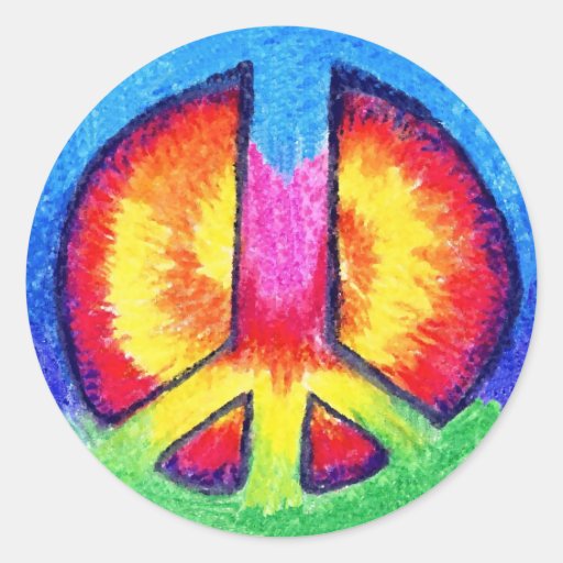 Tie~Dyed Peace Round Stickers