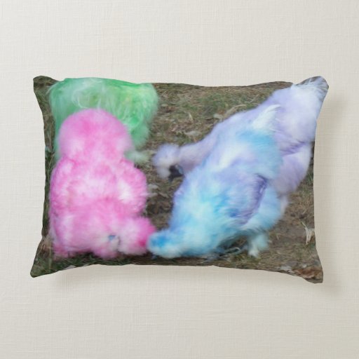 Tie Dyed Silkie Chickens in Pastel Easter Colors Decorative Pillow Zazzle
