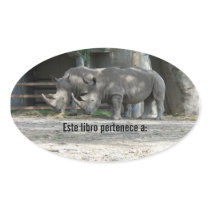Tiempo de alimentación de los Rhinos Oval Stickers