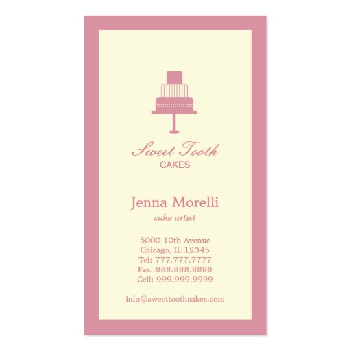 Tiered Cake Business Card - Pink (front side)