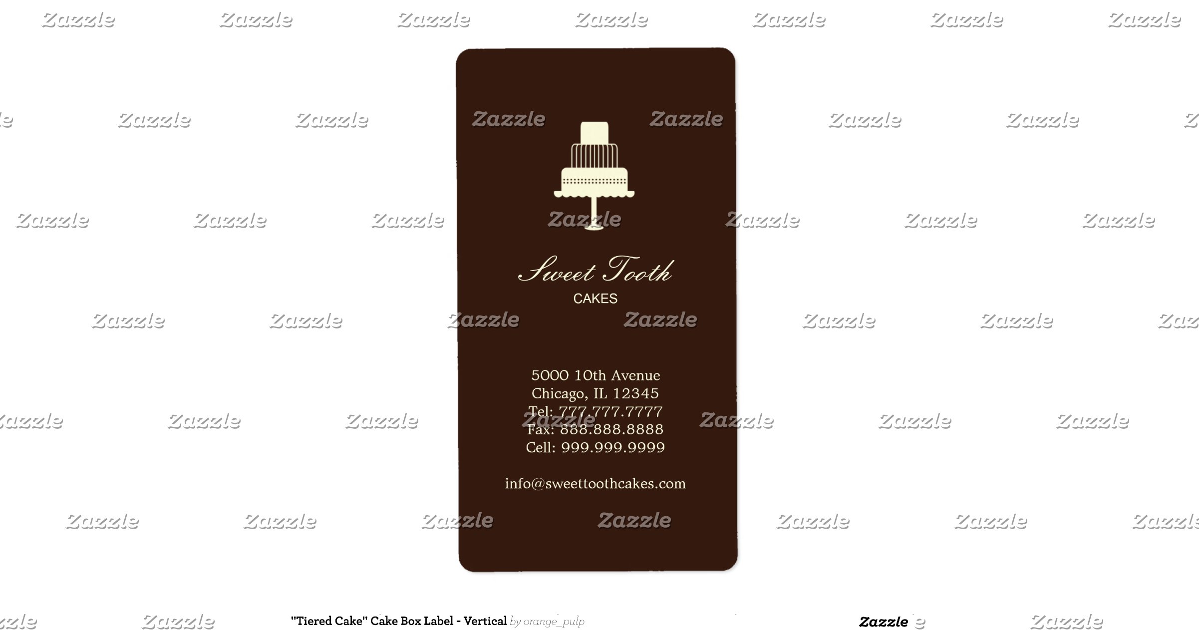 "Tiered Cake" Cake Box Label Vertical Shipping Label Zazzle