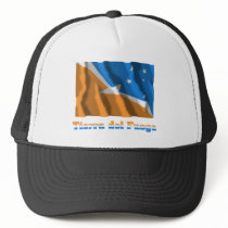 Tierra del Fuego waving flag with name Trucker Hats