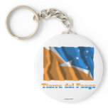 Tierra del Fuego waving flag with name Keychain