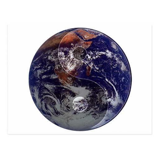 Tierra Yin Yang Tarjeta Postal