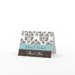 Tiffany Blue and Brown Damask Wedding Thank You No cards