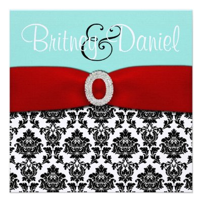 Tiffany Blue and Red Wedding Invitations