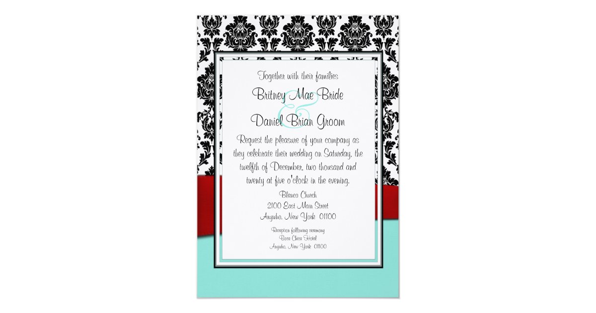 Tiffany Blue and Red Wedding Invitations Zazzle