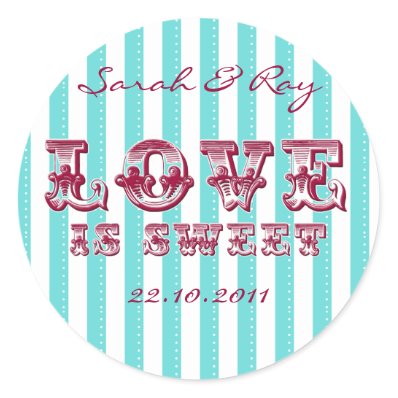 Tiffany Blue and white &#39;love is sweet&#39; sticker