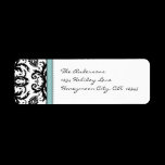 Tiffany Blue & Black Damask Dots Address Labels