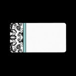 Tiffany Blue & Black Damask Dots Address Labels
