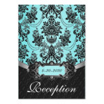 Tiffany Blue Black Damask Wedding Reception Cards Business Card