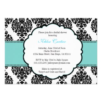 Tiffany Blue Bridal Shower Invitations Damask