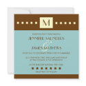 Tiffany Blue Brown Monogram Wedding Invitation invitation