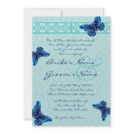 Tiffany Blue Butterflies Damask Wedding Invitation invitation