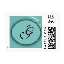 Tiffany blue colored monogram - iNITIAL G postage by aslentz Tiffany blue colored monogram - iNITIAL G postage