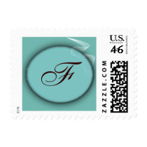 Tiffany blue colored monogram - letter f postage by aslentz Tiffany blue colored monogram - letter f postage