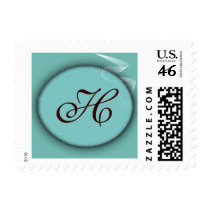 Tiffany blue colored monogram - LETTER H postage by aslentz Tiffany blue colored monogram - LETTER H postage