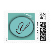 Tiffany blue colored monogram - Letter Y postage