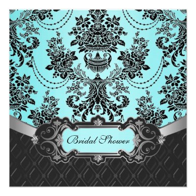 Tiffany Blue Damask Bridal Shower Invitations