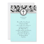 Tiffany Blue Damask Christian Wedding Invitation