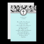 Tiffany Blue Damask Christian Wedding Invitation