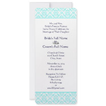 Tiffany Blue Damask Swirls Wedding Invitation