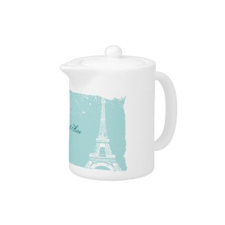Tiffany Blue Eiffel Tower Porcelain Tea Pot teapot