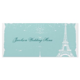 Tiffany Blue Eiffel Tower Wedding Menus rackcard