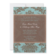 Tiffany Blue Elegant Damask Wedding Invitation invitation