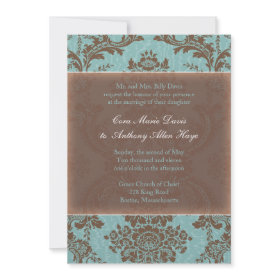 Tiffany Blue Elegant Damask Wedding Invitation Tiffany Blue Elegant Damask Wedding Invitation