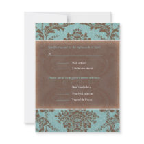 Tiffany Blue Elegant Damask wedding RSVP invitations by theonedesigns Tiffany Blue Elegant Damask wedding RSVP invitations