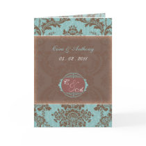 Tiffany Blue Elegant Damask wedding thank you card