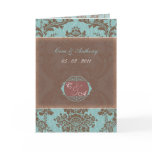 Tiffany Blue Elegant Damask wedding thank you card