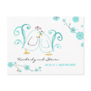 Tiffany Blue Lovebirds Save the Dates postcard