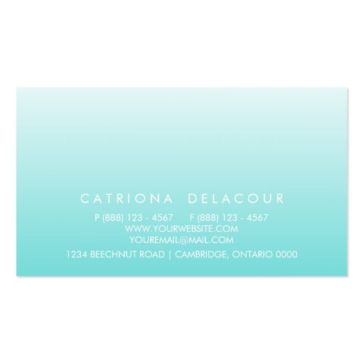 Tiffany Blue Ombre Gradient Mod Business Card (front side)
