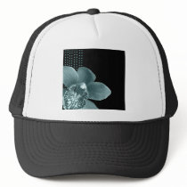 Tiffany Blue Orchid on Black Hat