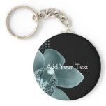 Tiffany Blue Orchid on Black Keychain